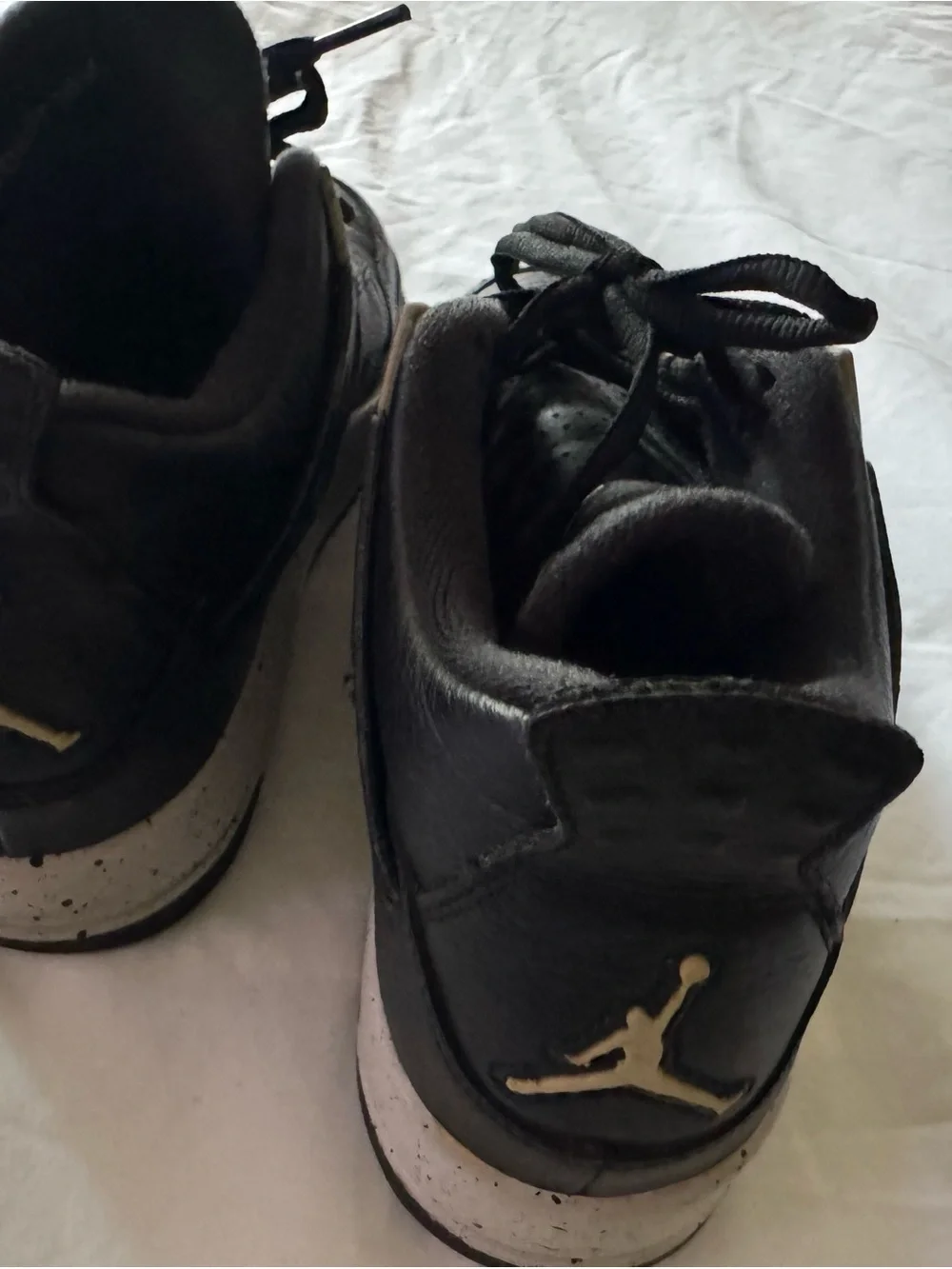 Jordan Men's Youth Black Leather High-Top Sneakers with White Jumpman
